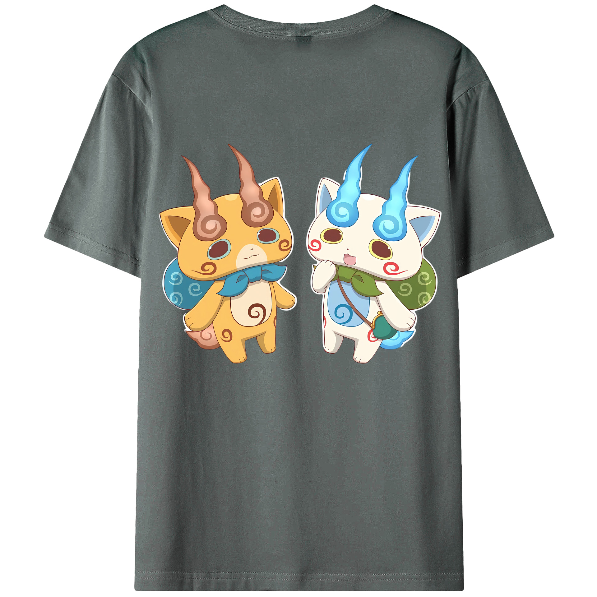 （画像用） 妖怪ウォッチ Yo-kai Watch 綿100％ メンズ半袖Tシャツ（バックプリント） 通気性